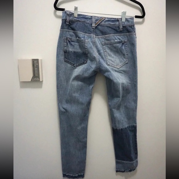 Free People Patchwork Jeans Relaxed Straight Skinny Mid-Rise 26 - Picture 4 of 8